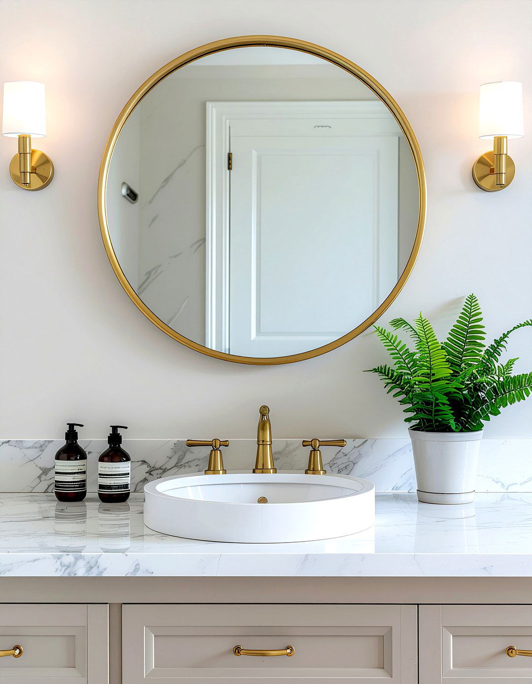 Gold Frame Mirror - 30 bathroom project ideas