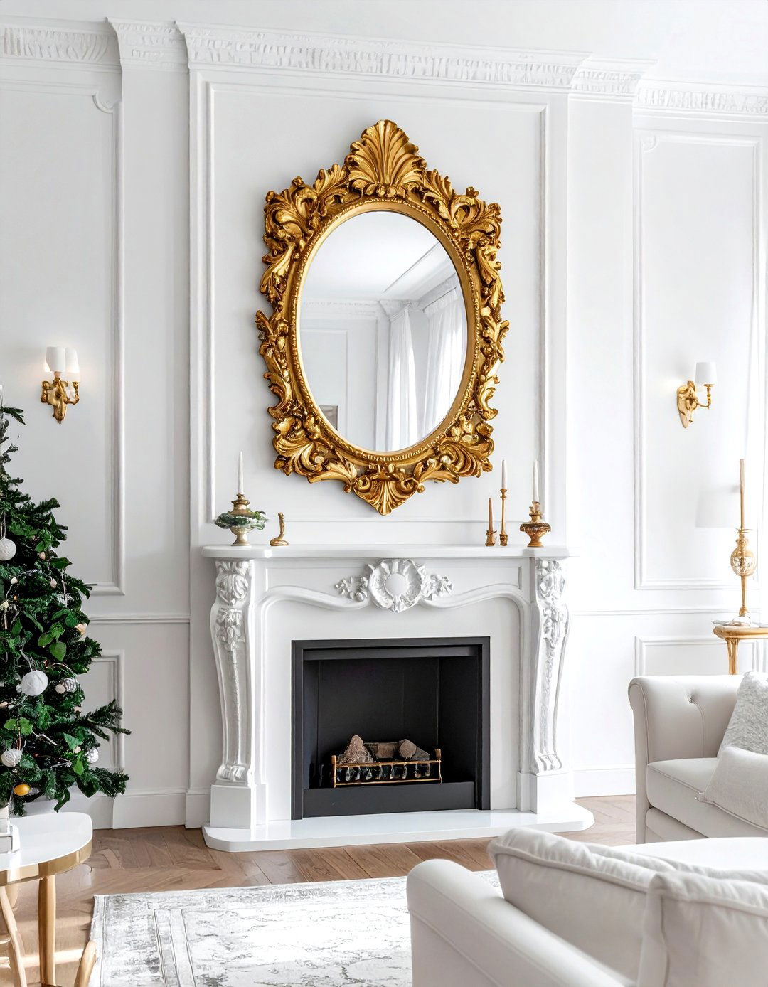 Gold Frame Mirror - 30 living room high end furniture ideas