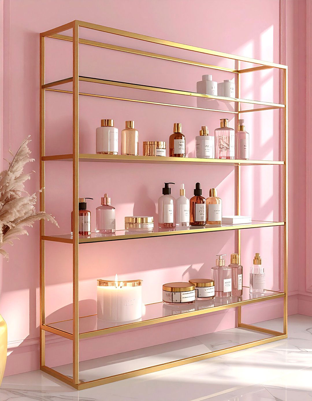 Gold Frame Shelving - 30 bathroom shelving ideas