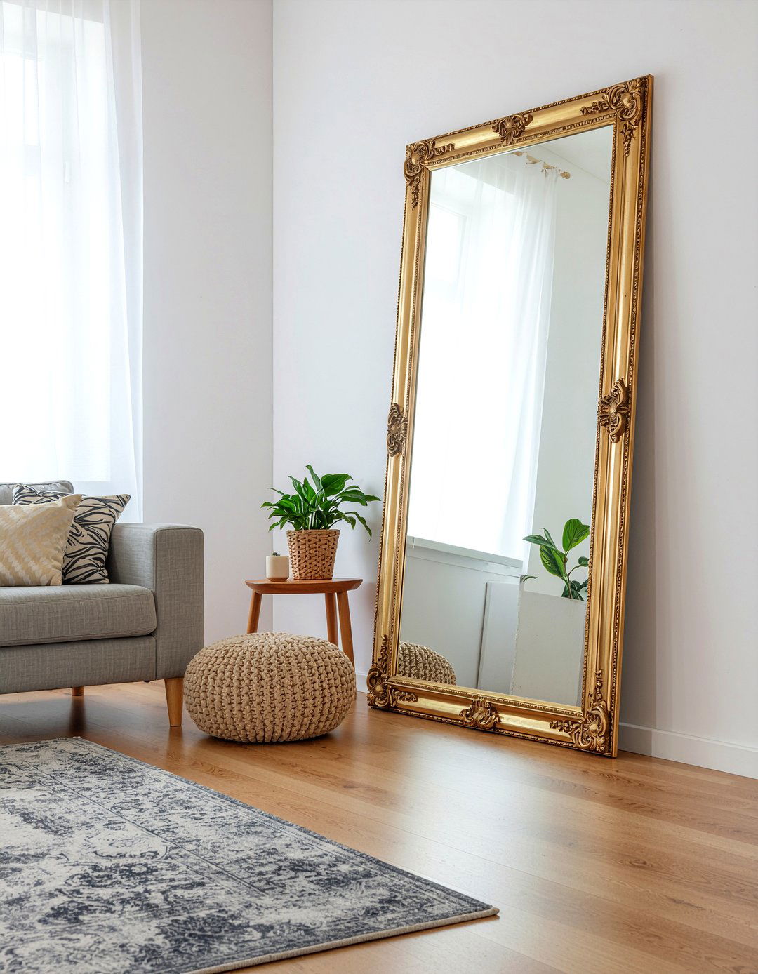 Gold Framed Mirror - 30 old house living room ideas