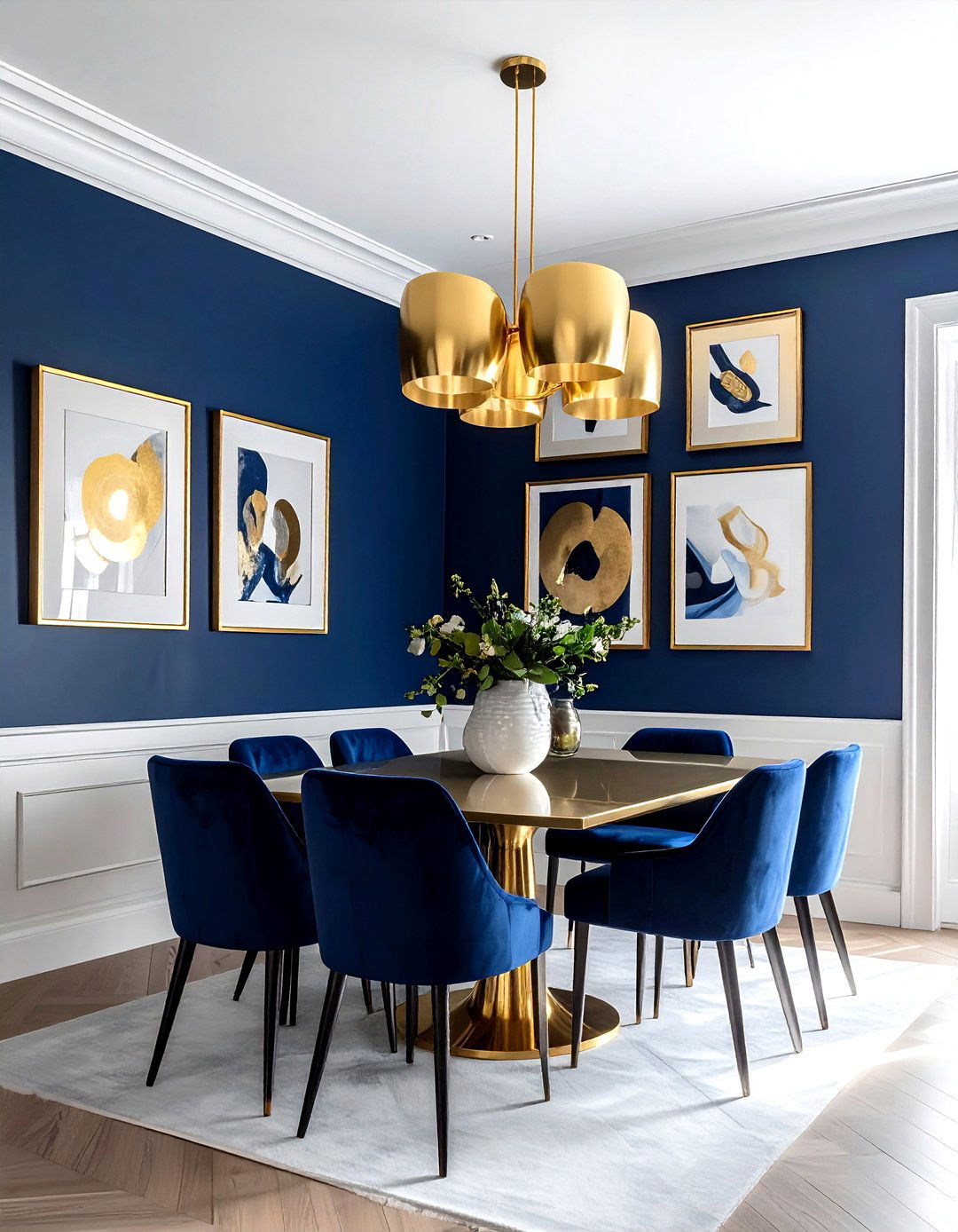 Gold Framed Wall Art Navy Background - 30 navy gold dining room ideas