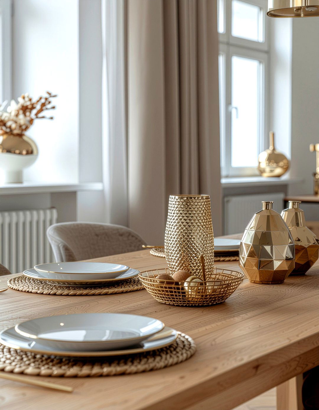 Gold Geometric Dining Room Decor - 30 gold accent dining room ideas