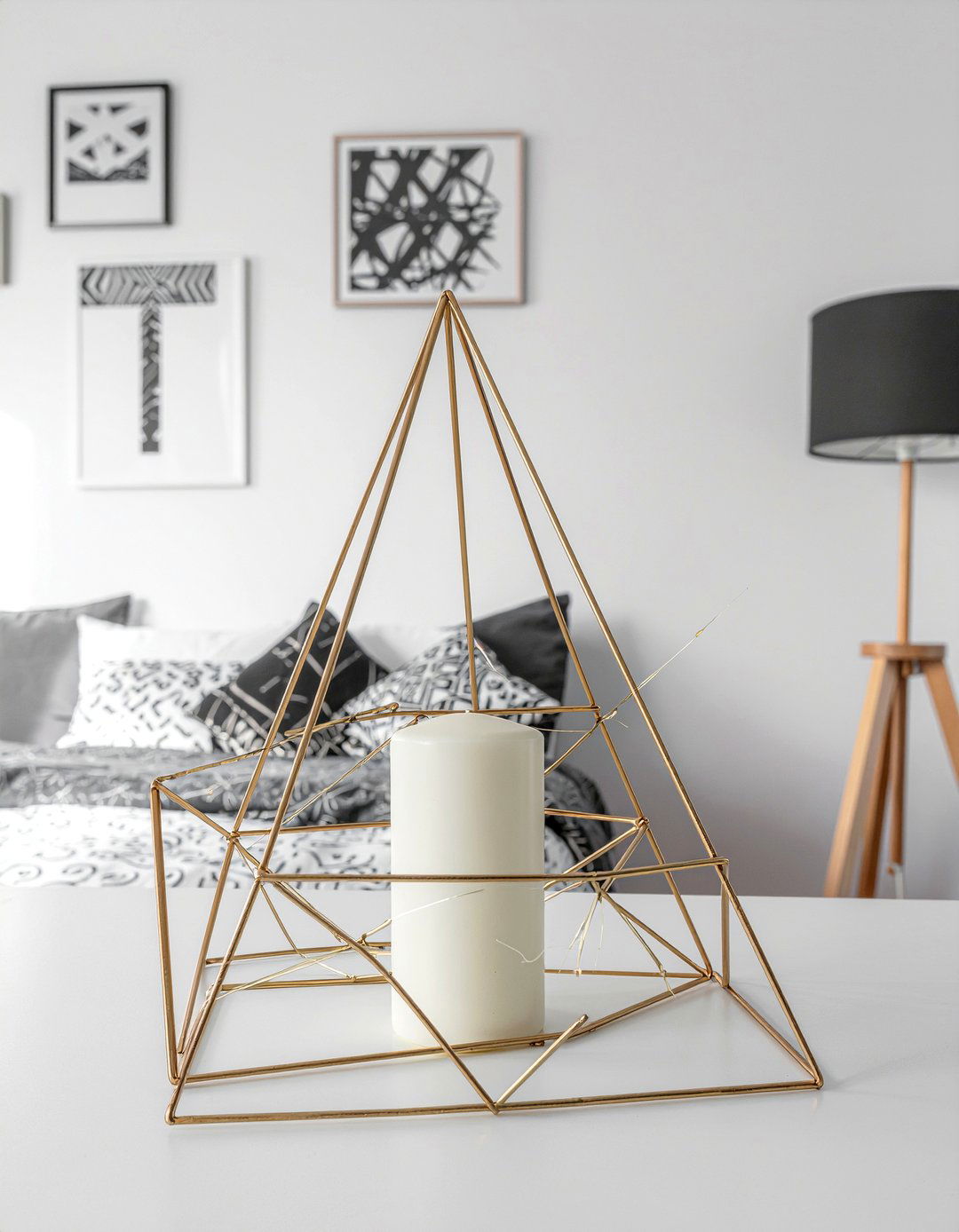Gold Geometric Frame - 30 bedroom candle holders
