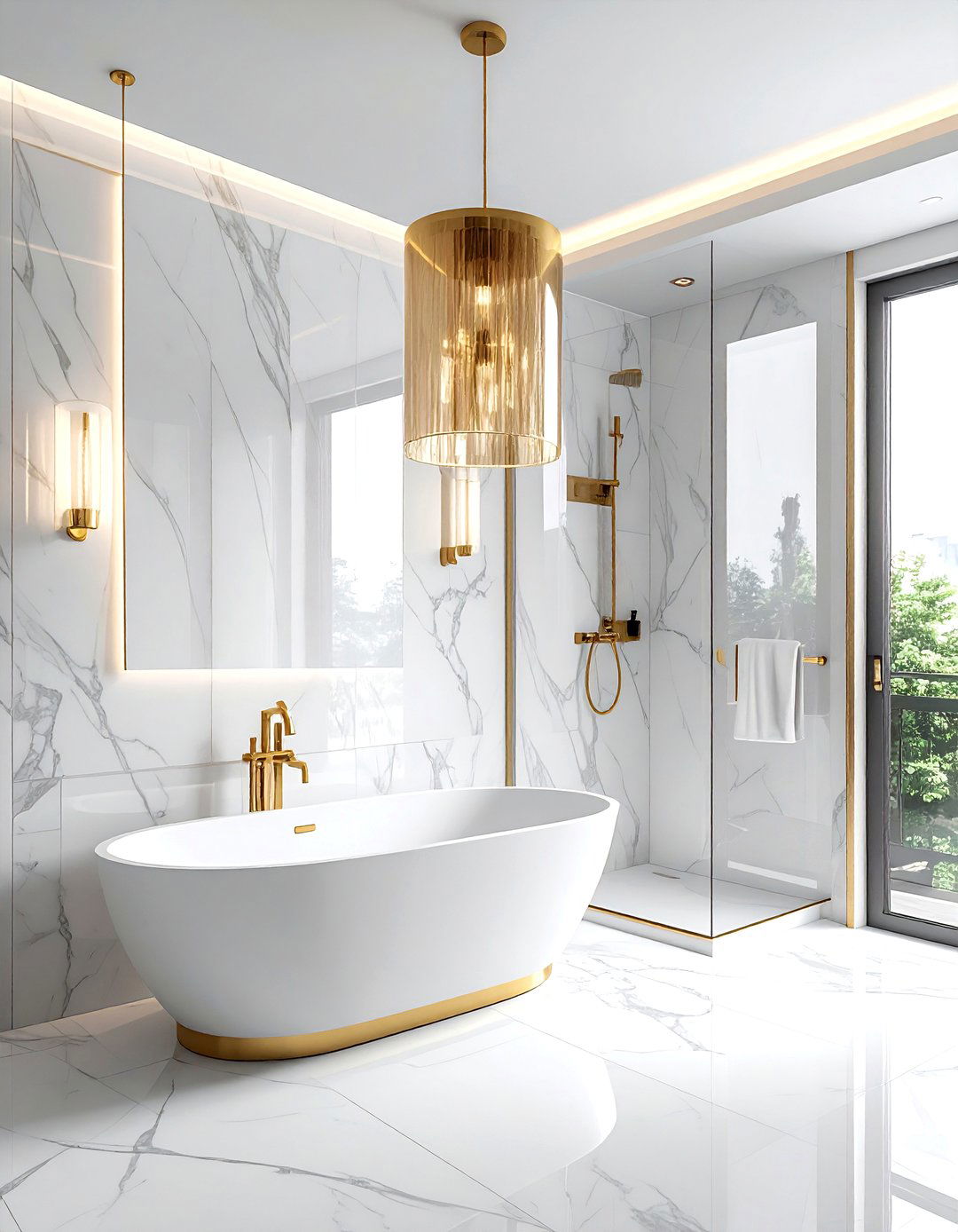 Gold Glass Cylinder - 30 bathroom pendant lighting ideas