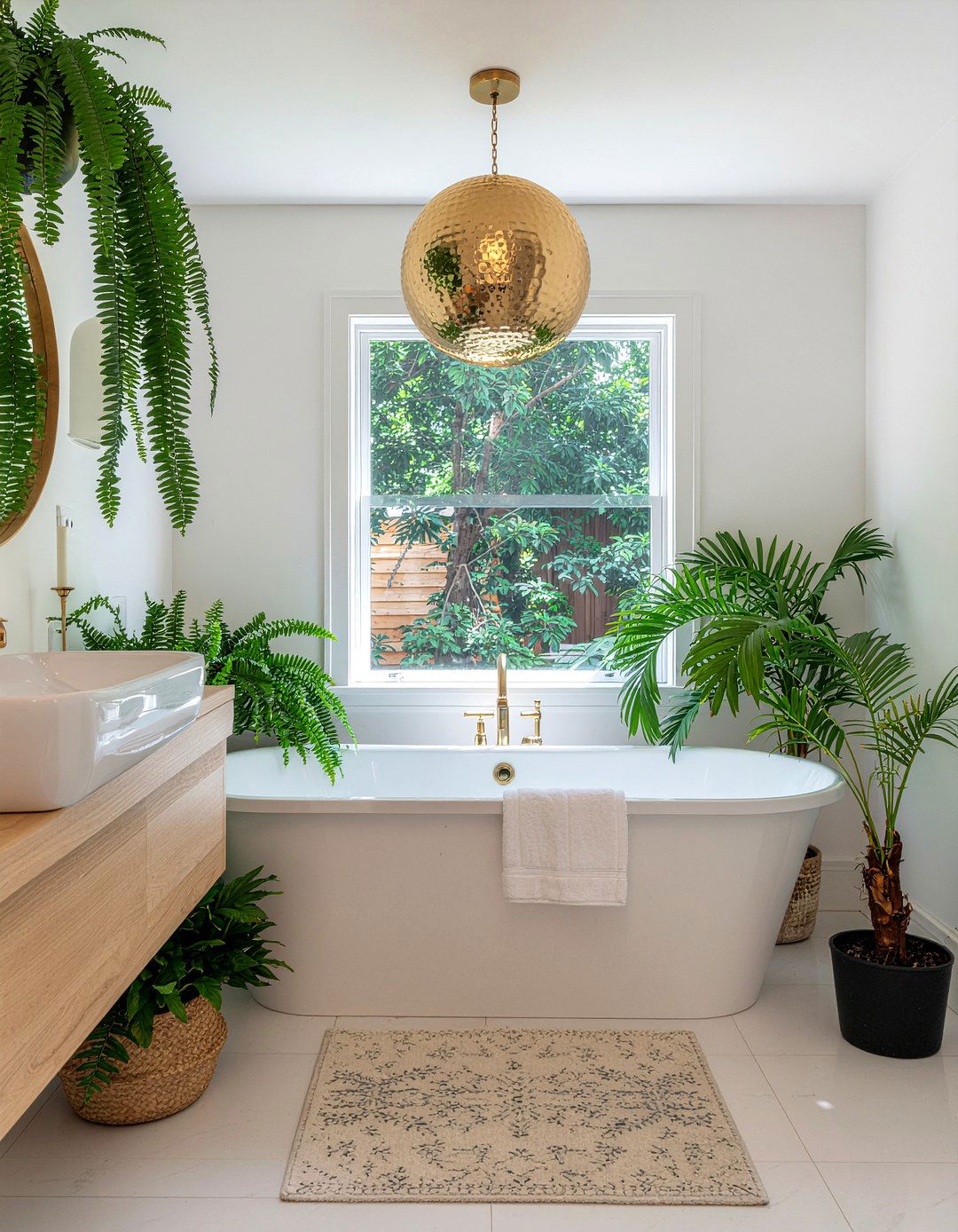 Gold Globe Light - 30 bathroom ceiling light ideas