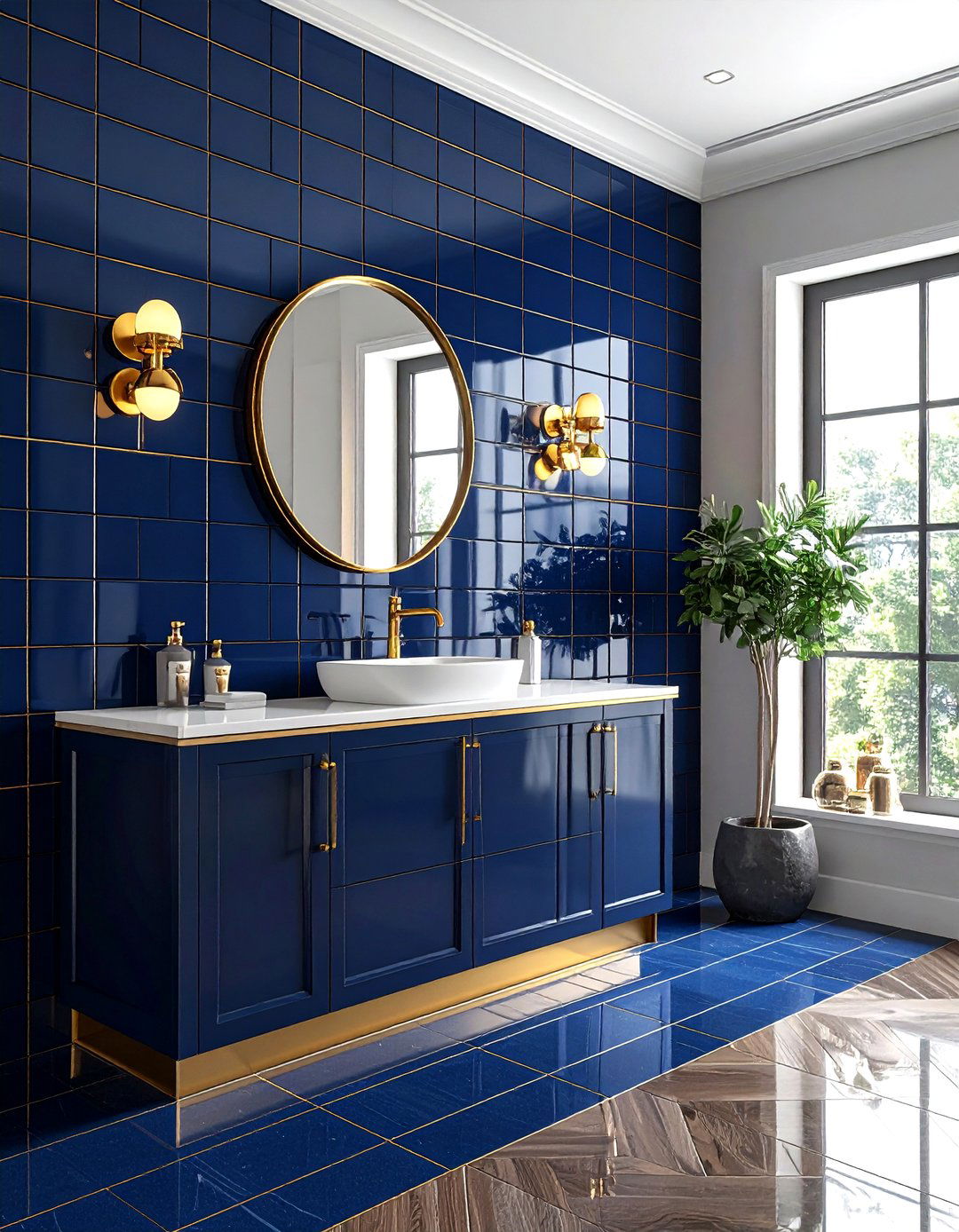 Gold Grout Picket Tile - 30 picket tile bathroom ideas