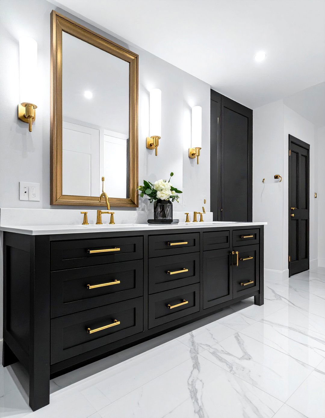 Gold Hardware Black Cabinets - 30 black and gold bathroom ideas