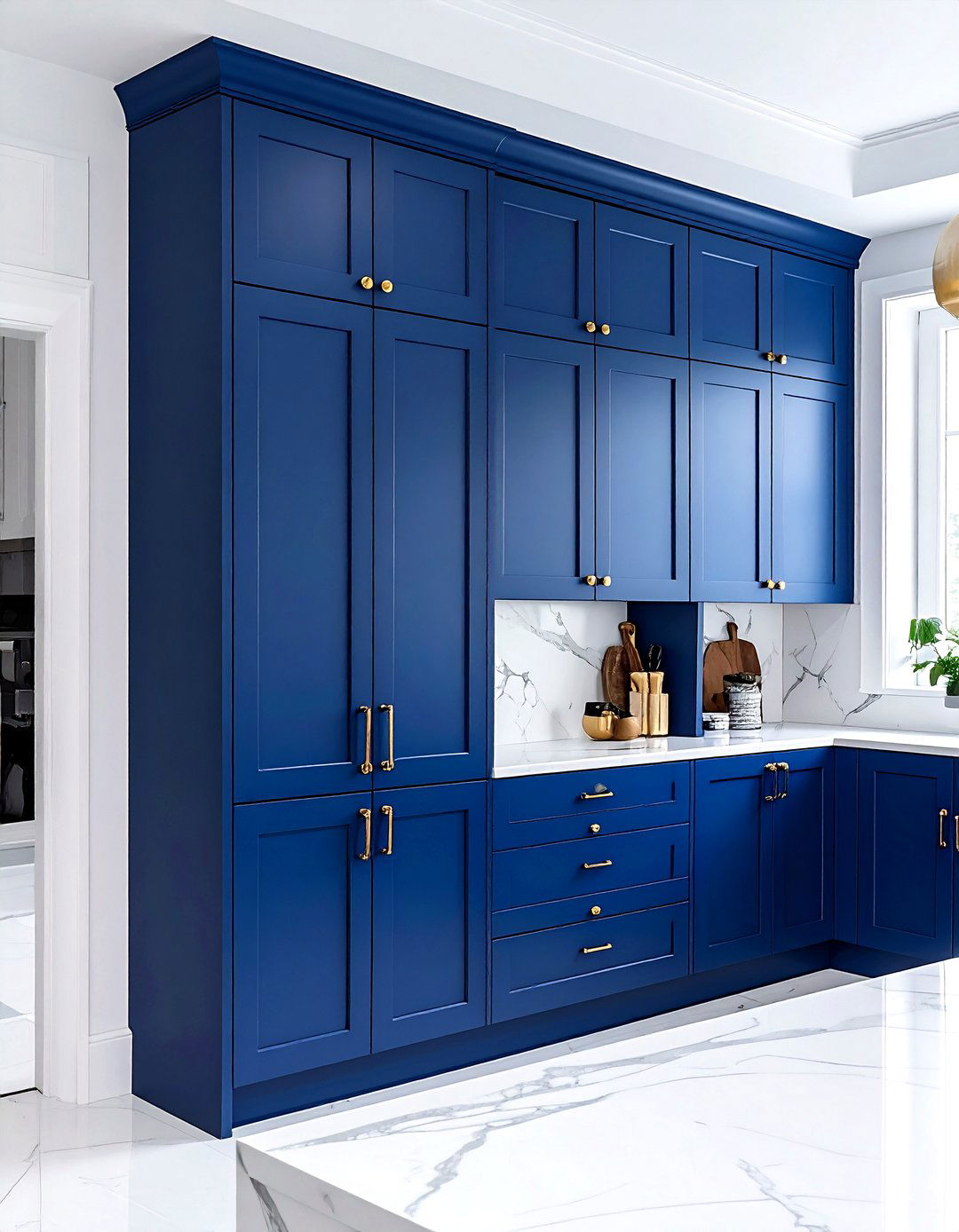 Gold Hardware Blue Cabinets - 30 blue and white kitchen ideas