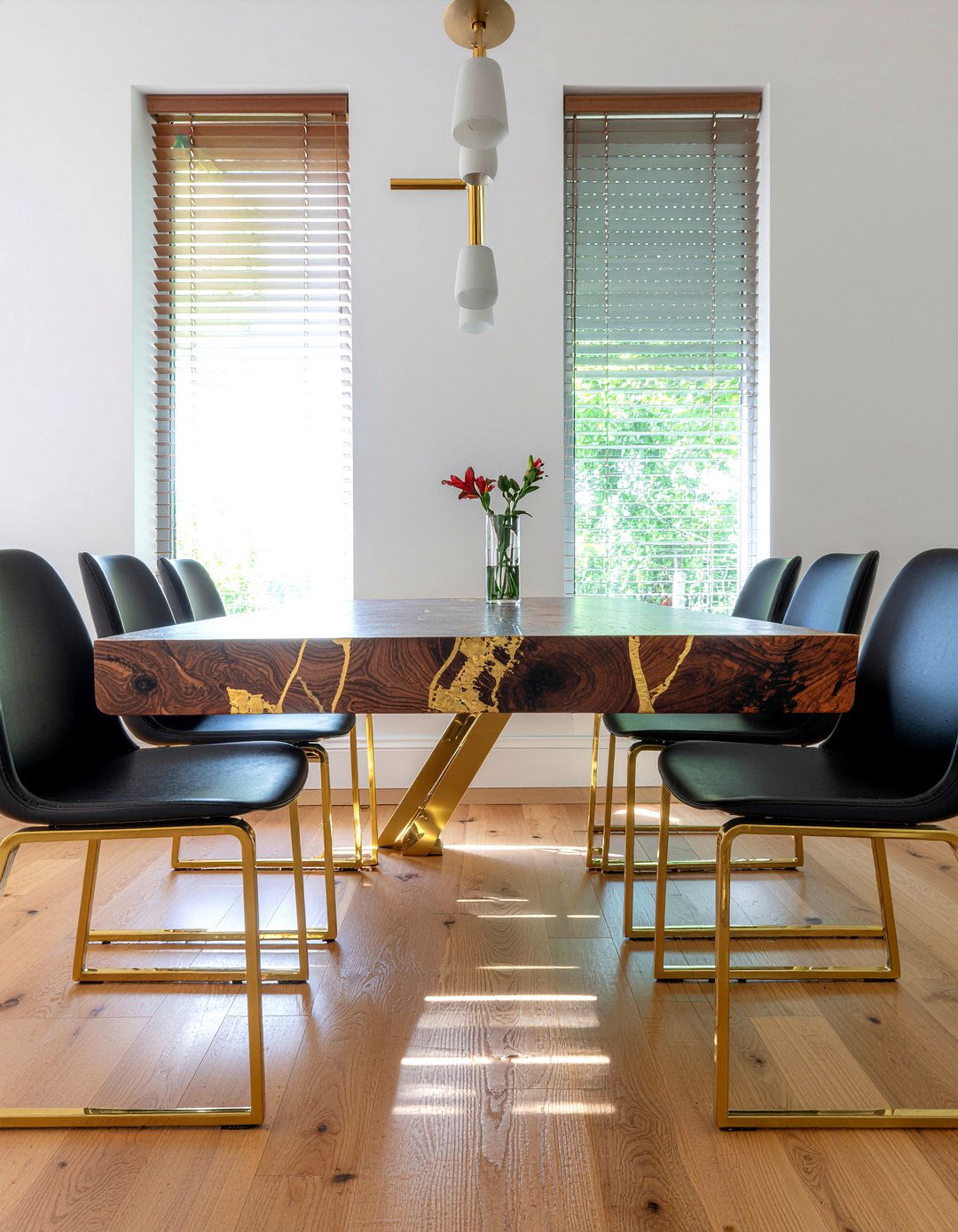 Gold Inlay Wood Dining Table - 30 gold accent dining room ideas