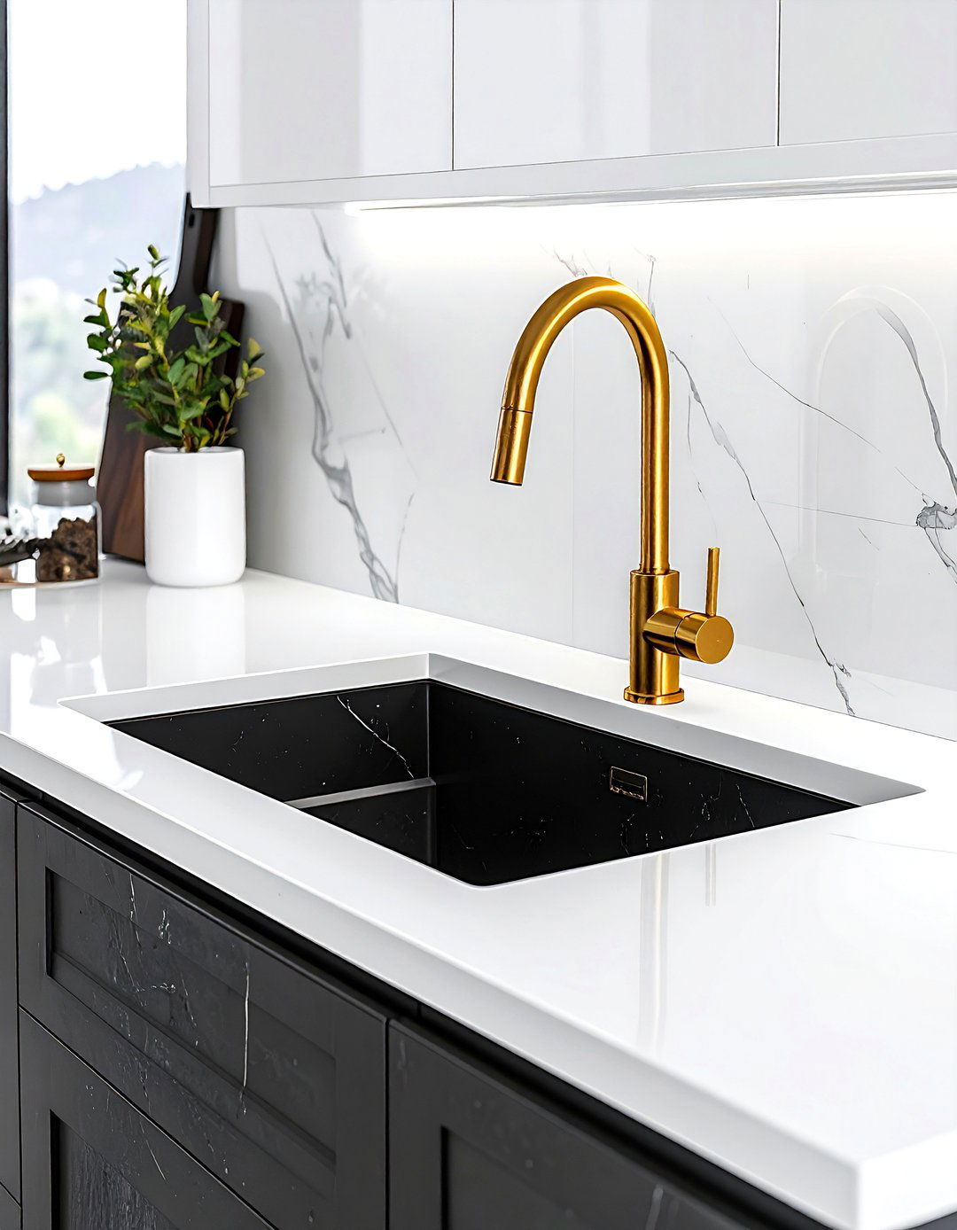 Gold Kitchen Faucet - 30 soapstone countertop kitchen ideas