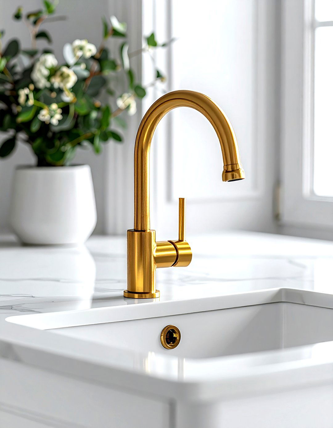 Gold Kitchen Faucet - 30 white and white kitchen ideas