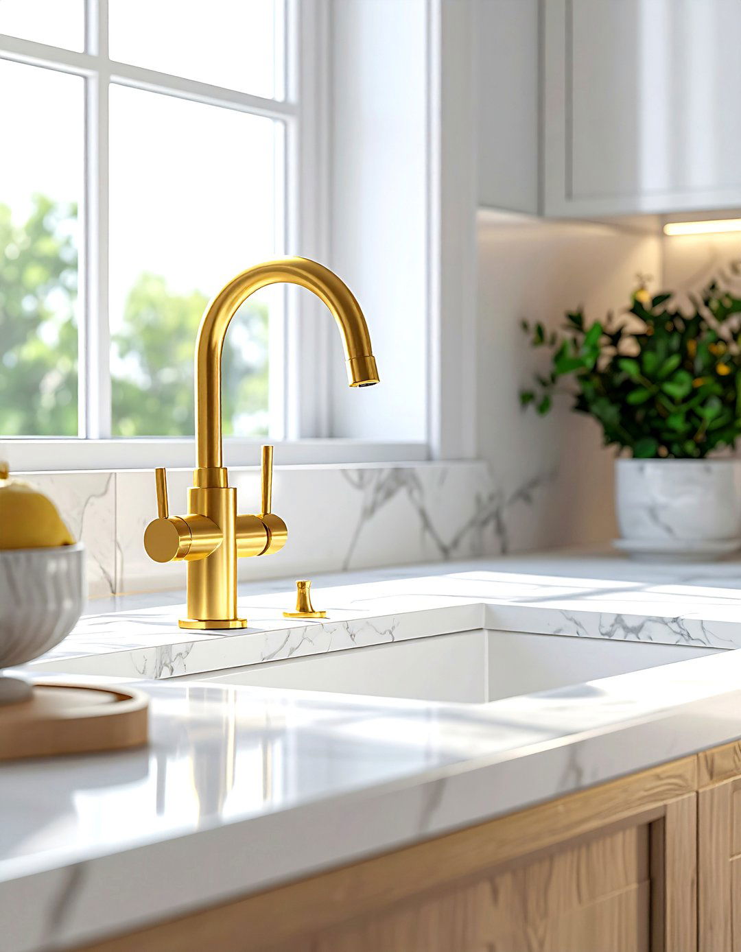 Gold Kitchen Faucet - 30 peaceful kitchen ideas