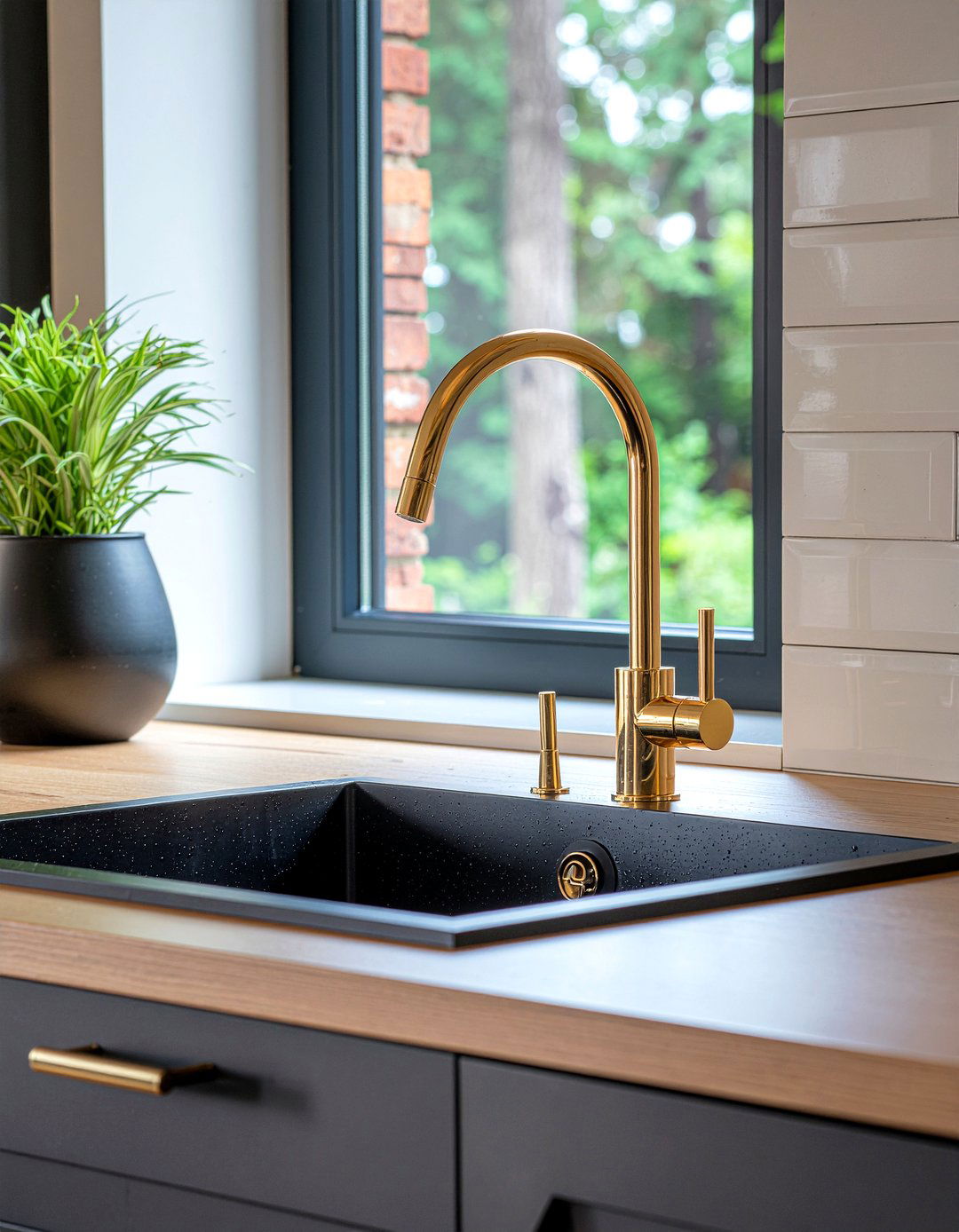 Gold Kitchen Faucet With Black Sink - 30 gold kitchen faucet ideas