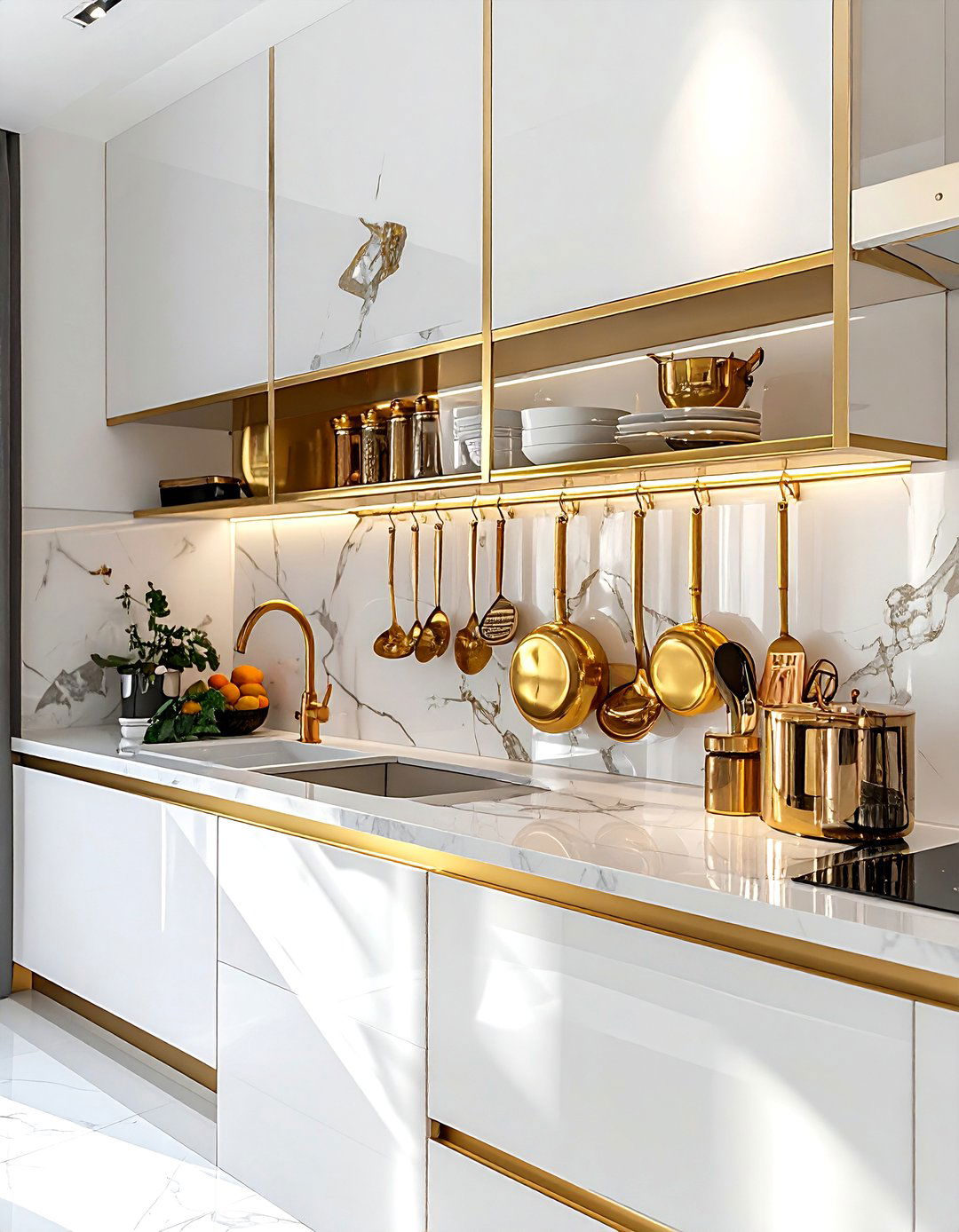 Gold Kitchen Organizer - 30 wall pot rack kitchen ideas