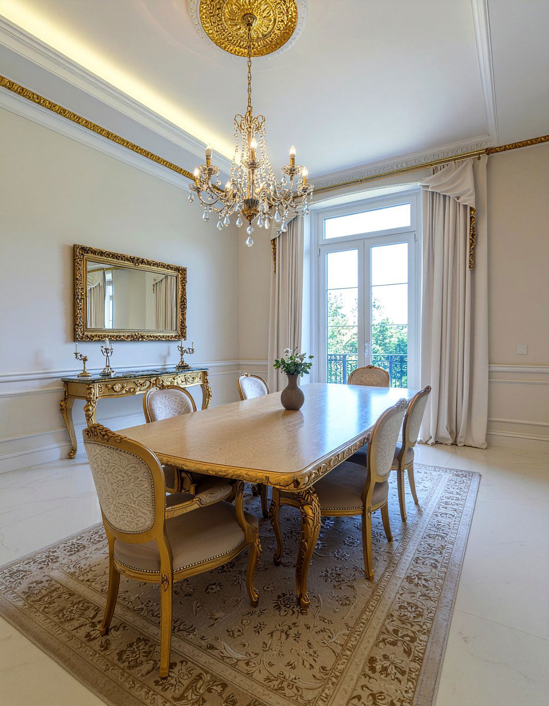 Gold Leaf Accents - 30 mansion dining room ideas