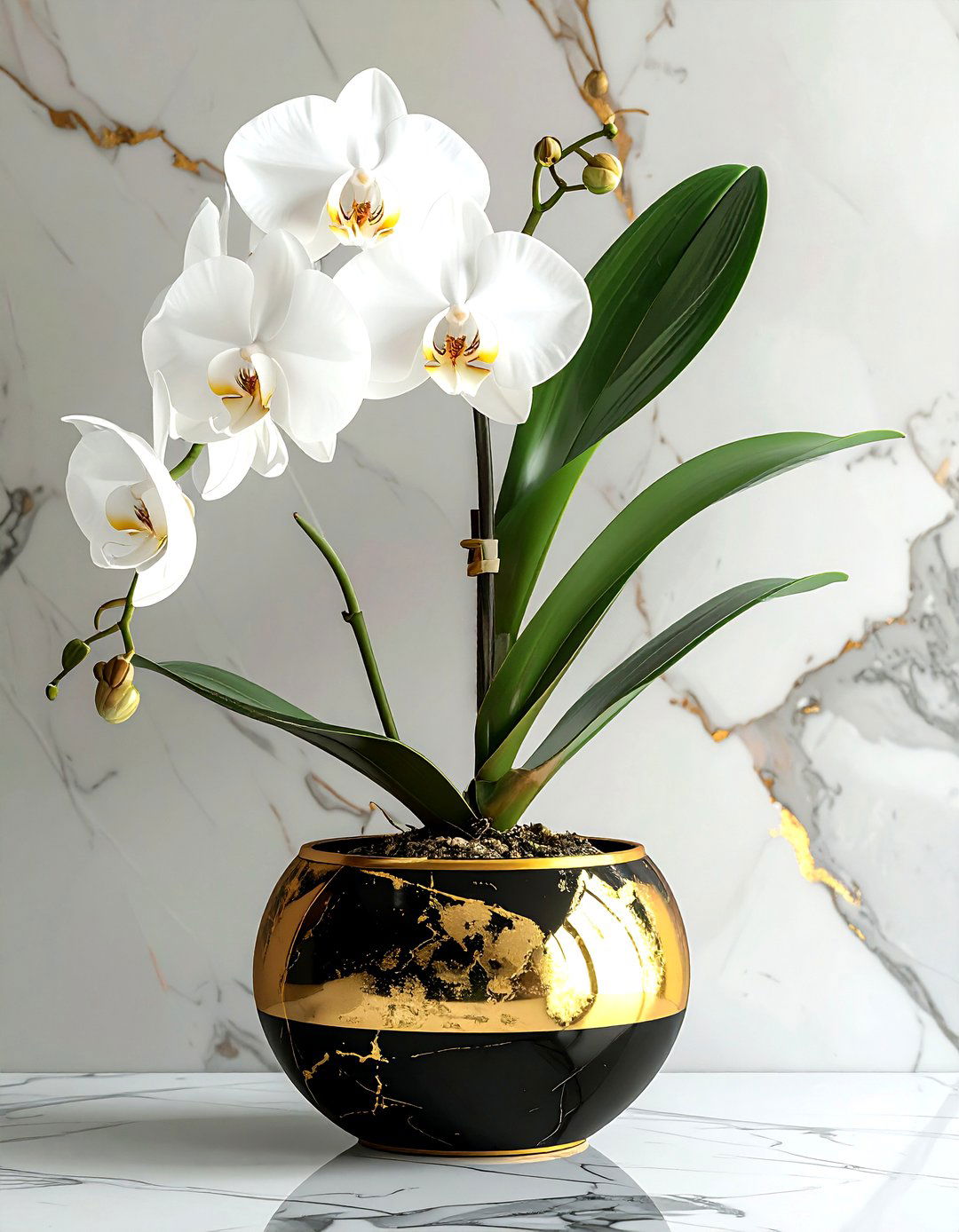 Gold Leaf And White Orchid - 30 elaborate centerpiece dining ideas