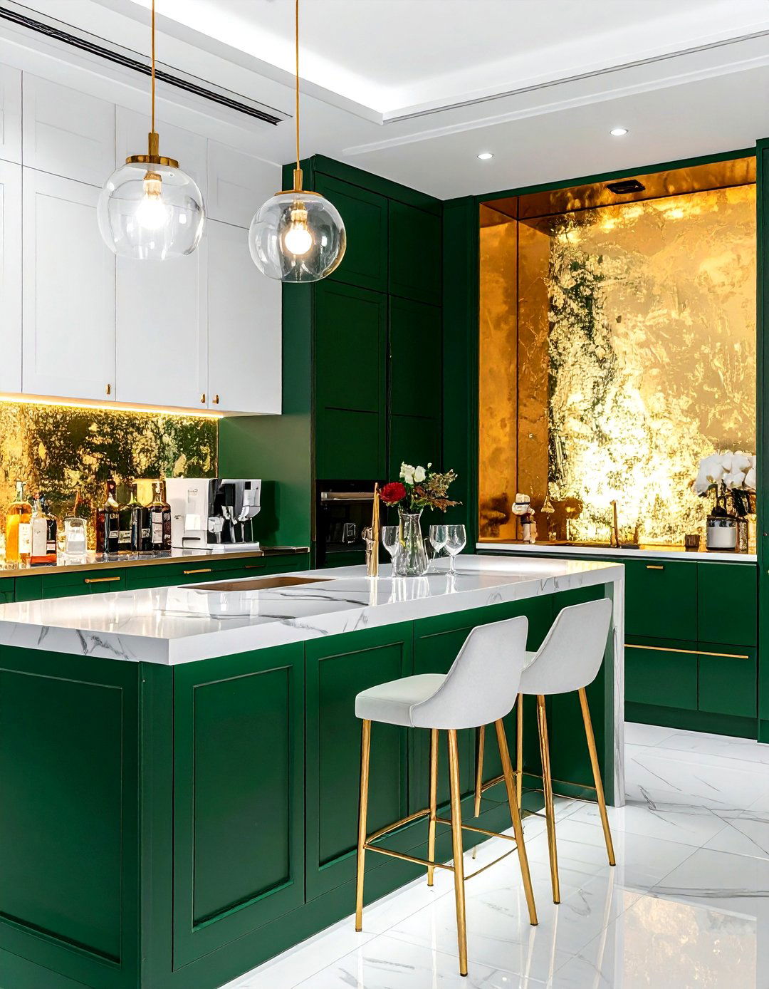 Gold Leaf Bar Detail - 30 dining room built-in bar ideas