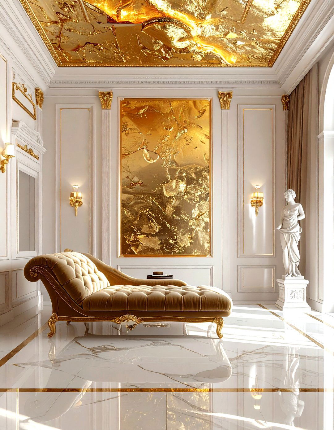 Gold Leaf Ceiling - 30 living room ceiling design ideas