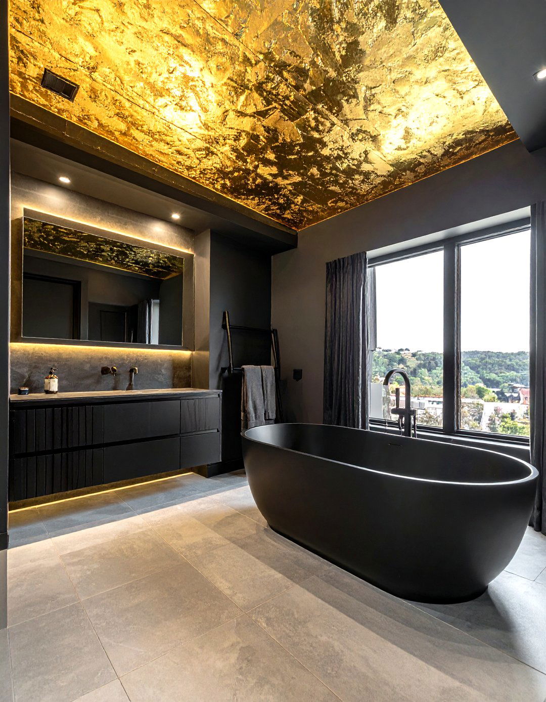 Gold Leaf Ceiling Black Bathroom - 30 black and gold bathroom ideas