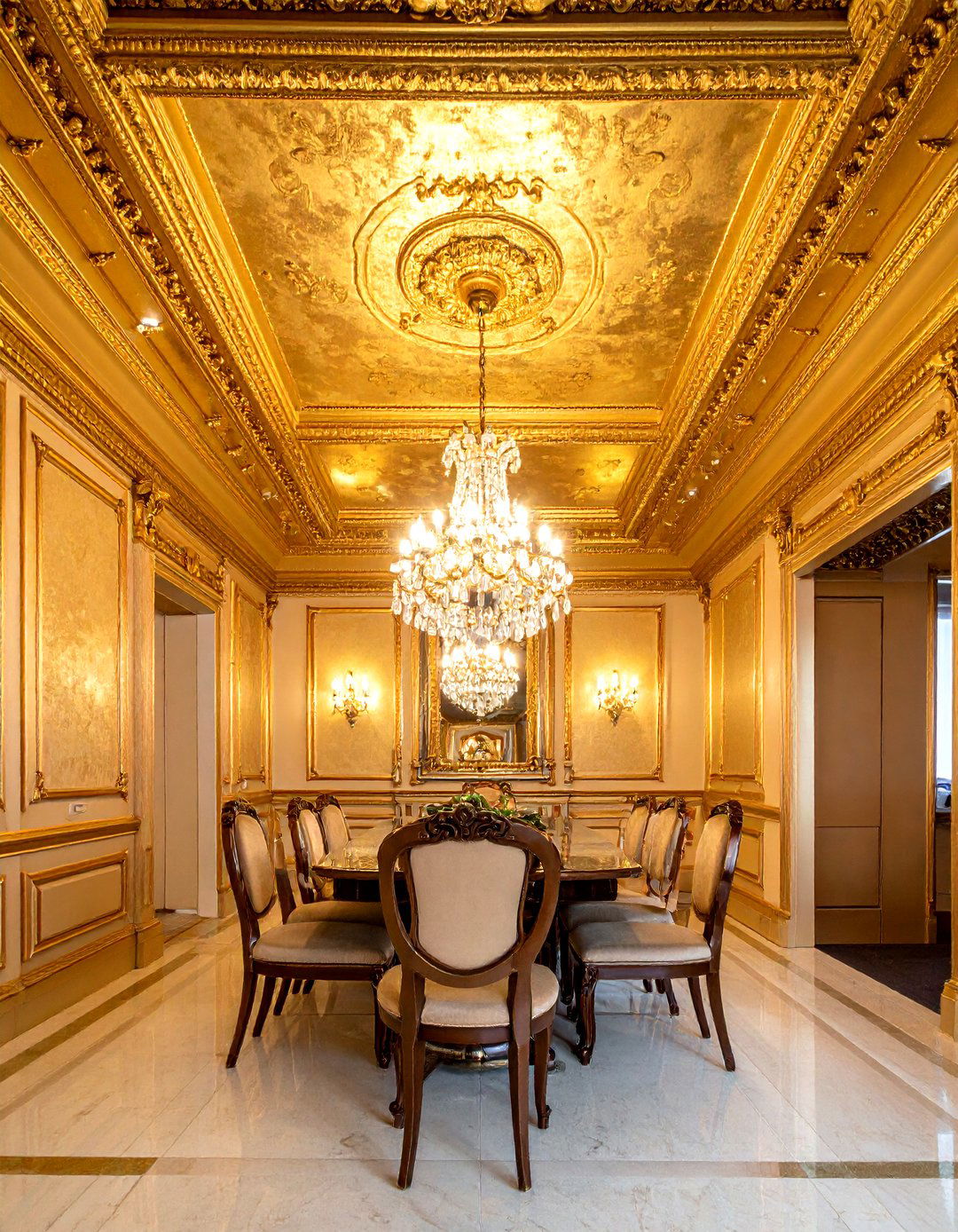 Gold Leaf Ceiling Detail - 30 stately dining room ideas