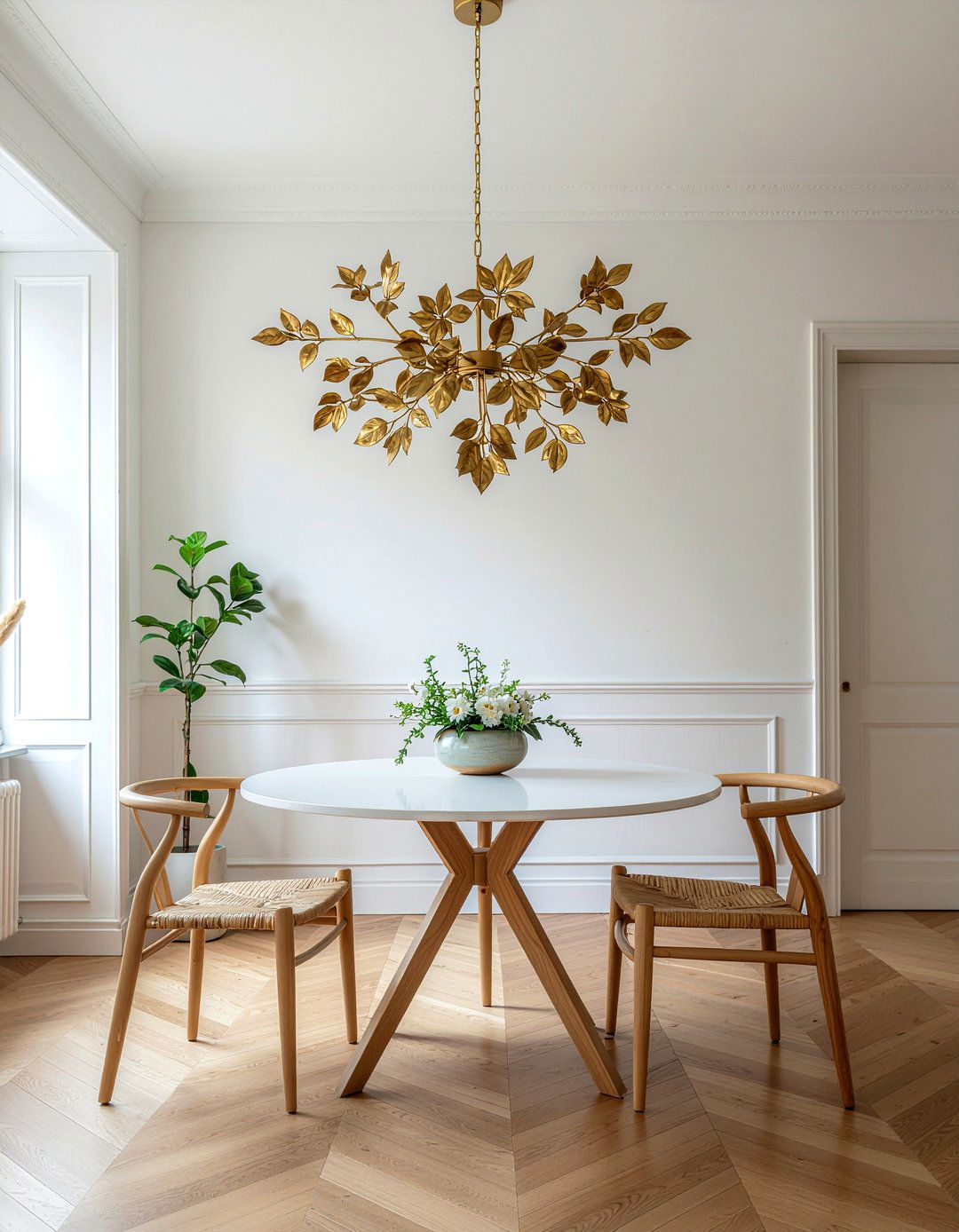 Gold Leaf Floral Chandelier - 30 gold chandelier dining room ideas