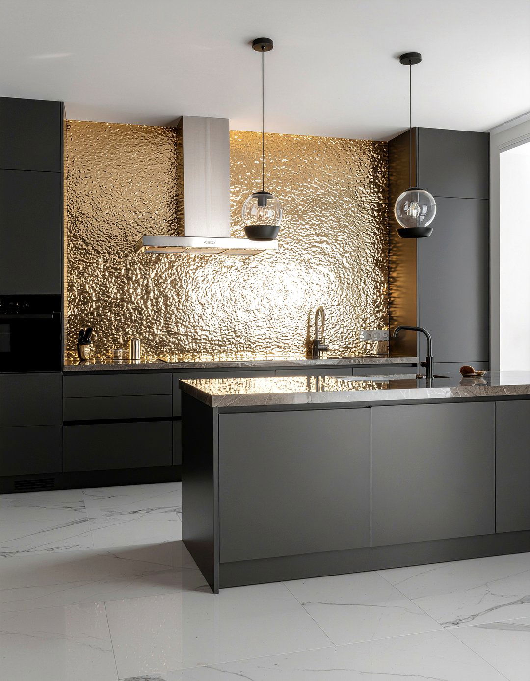 Gold Leaf Kitchen - 30 kitchen feature wall ideas