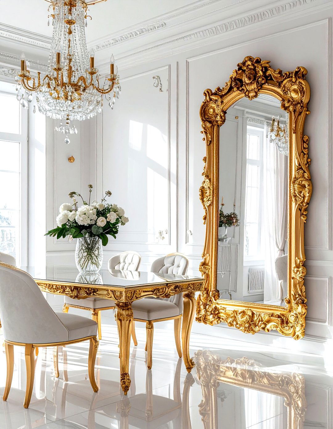 Gold Leaf Mirror Decor - 30 château dining room ideas
