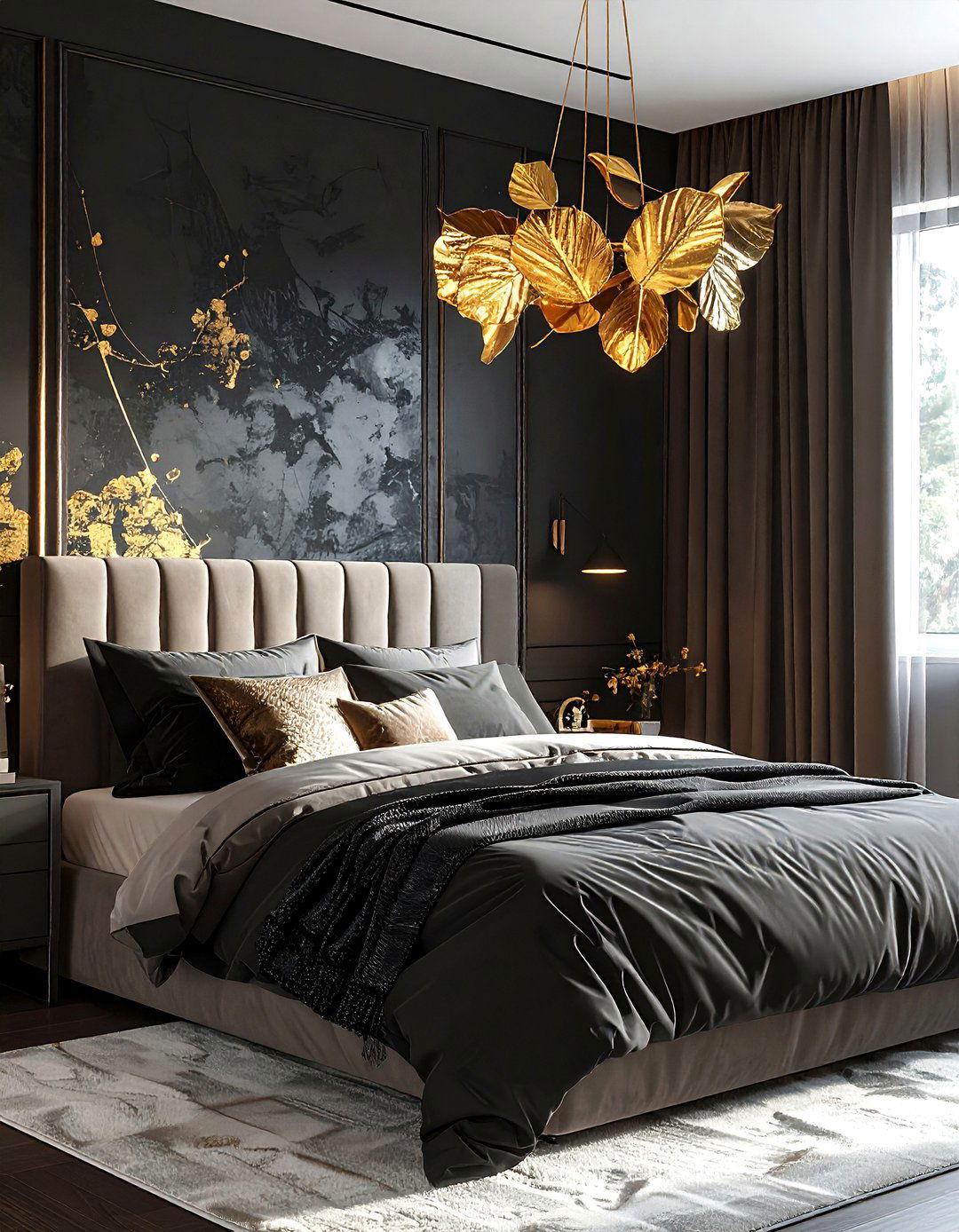 Gold Leaf Pendant - 30 bedroom pendant lighting ideas