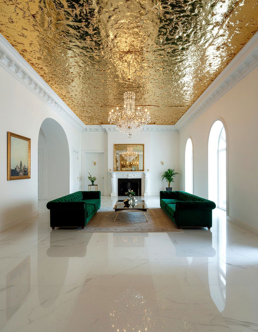 Gold Leaf Pressed Metal - 30 living room pressed metal ceiling ideas