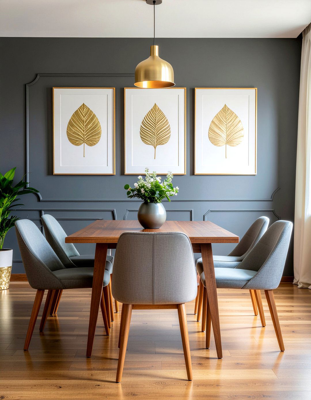Gold Leaf Wall Art - 30 gold accent dining room ideas