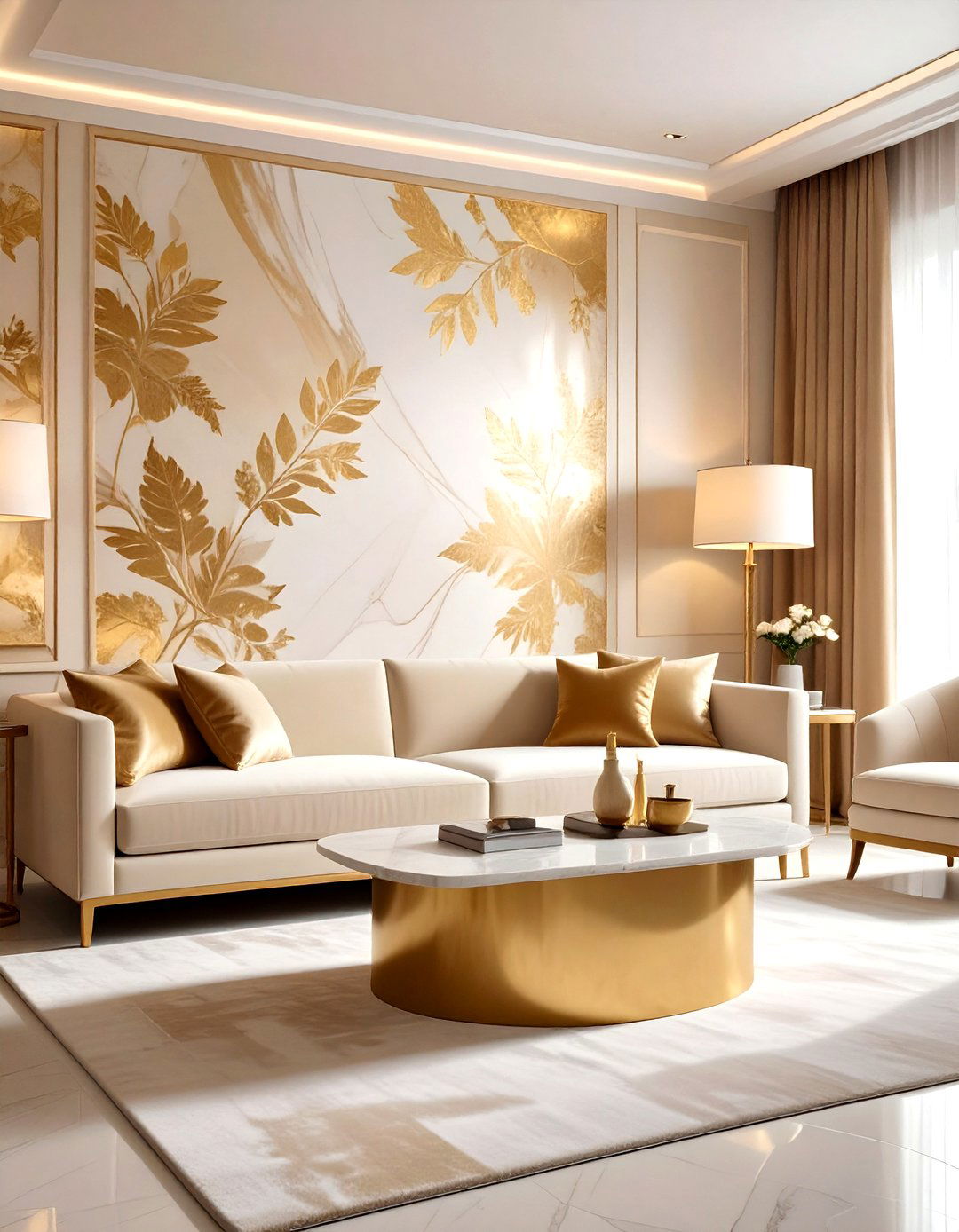 Gold Leaf Wallpaper - 30 living room botanical wallpapers
