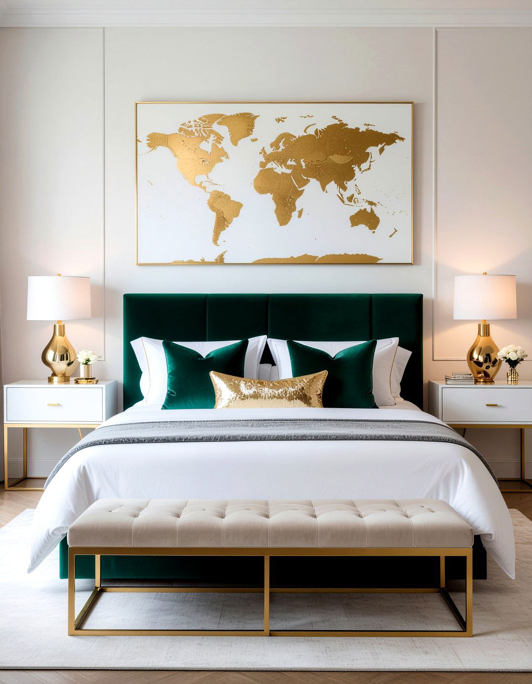 Gold Leaf World Map Art - 30 world map bedroom ideas