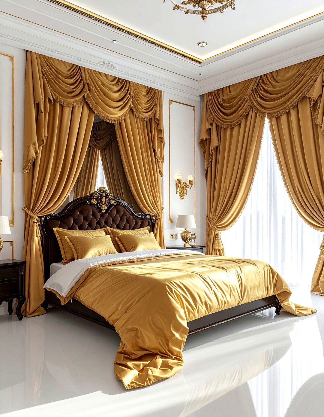 Gold Luxury Drapes - 30 bedroom curtain ideas