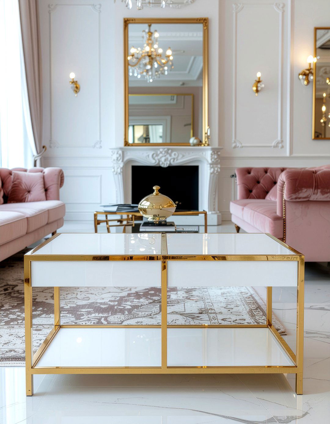 Gold Metal Accent Media Stand - 30 living room entertainment center ideas