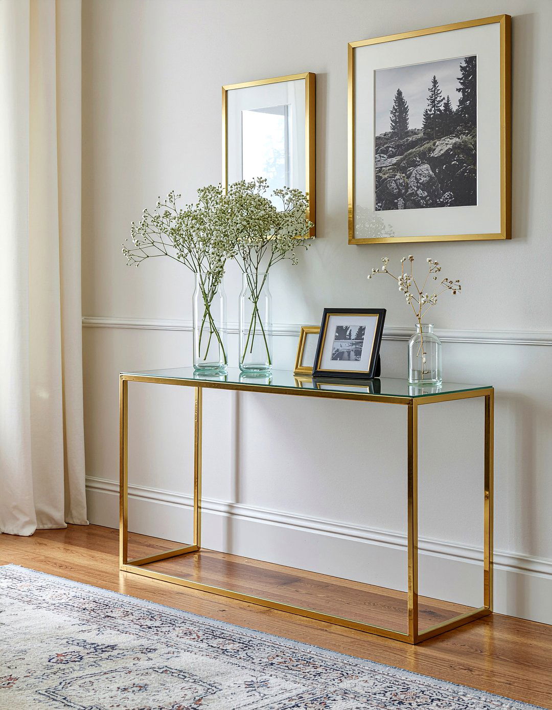 Gold Metal Console Table - 30 living room maximalist furniture ideas