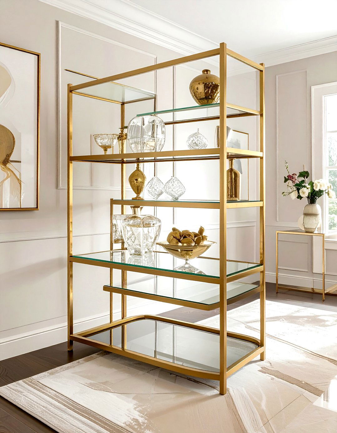 Gold Metal Corner Shelving - 30 dining room corner shelving ideas