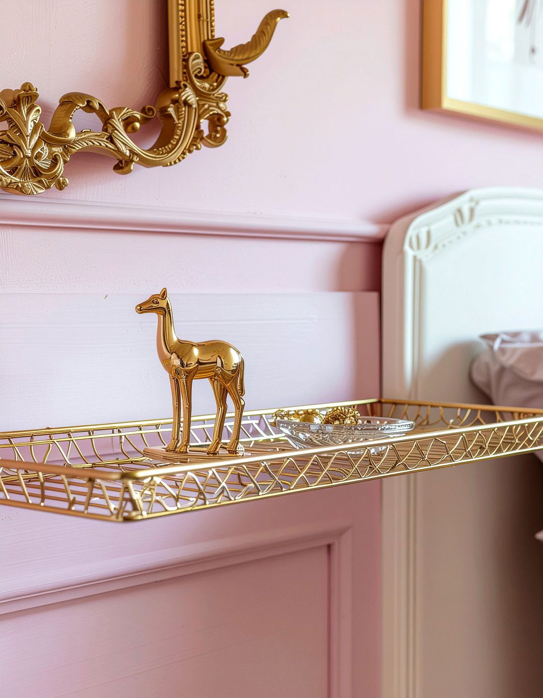 Gold Metal Floating Shelf - 30 bedroom wall mounted nightstands