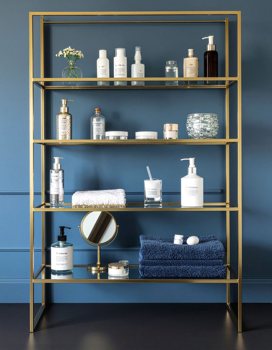 Gold Metal Shelf - 30 bathroom shelf ideas