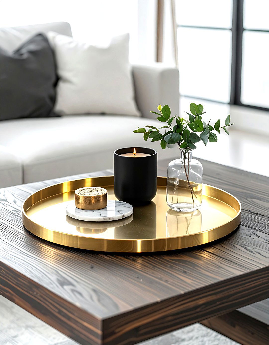 Gold Metal Tray - 30 coffee table tray styling ideas