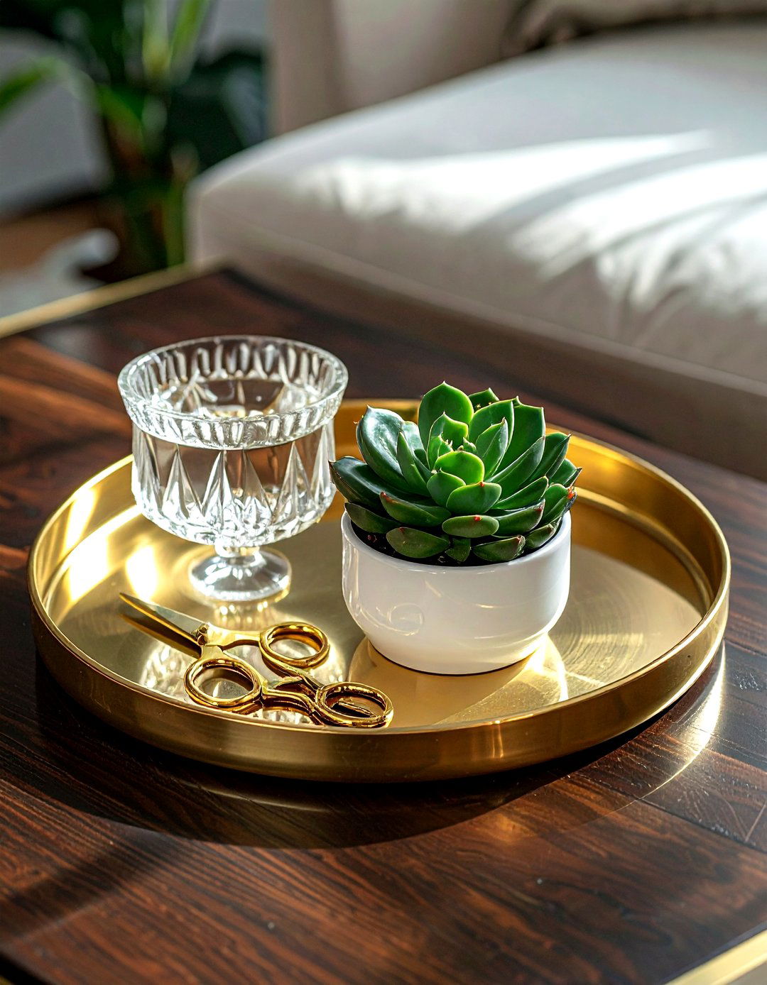 Gold Metal Tray - 30 coffee table tray ideas