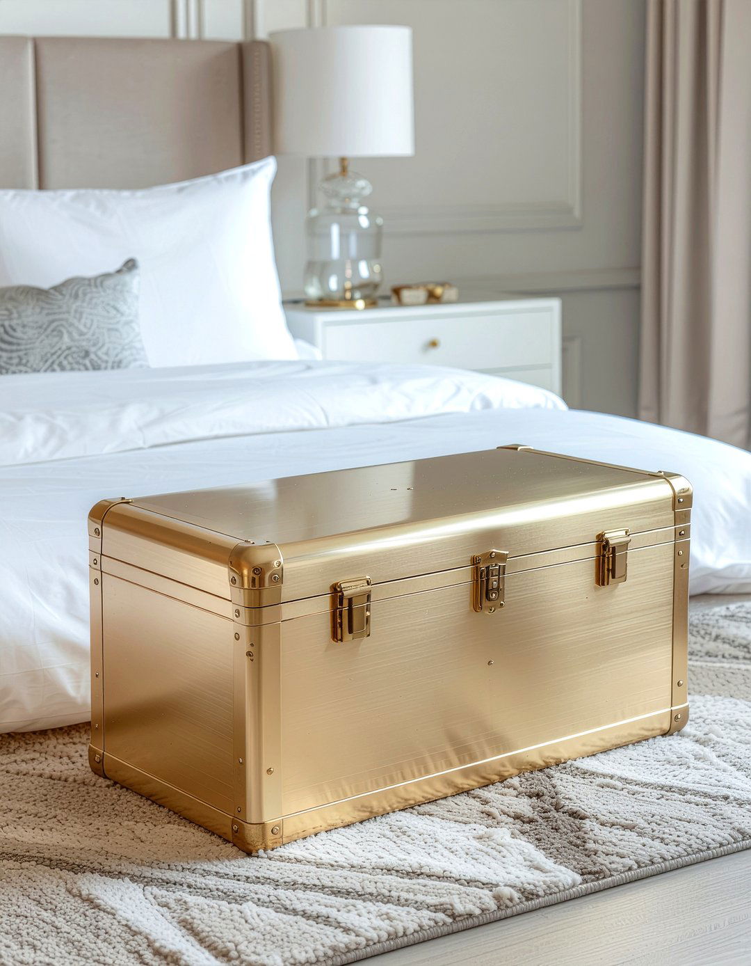 Gold Metal Trunk - 30 bedroom storage trunks