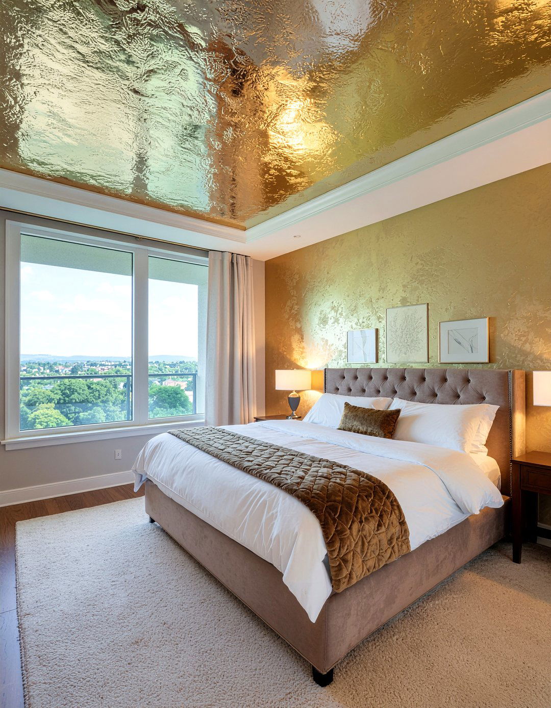 Gold Metallic Ceiling Wallpaper - 30 bedroom ceiling wallpapers