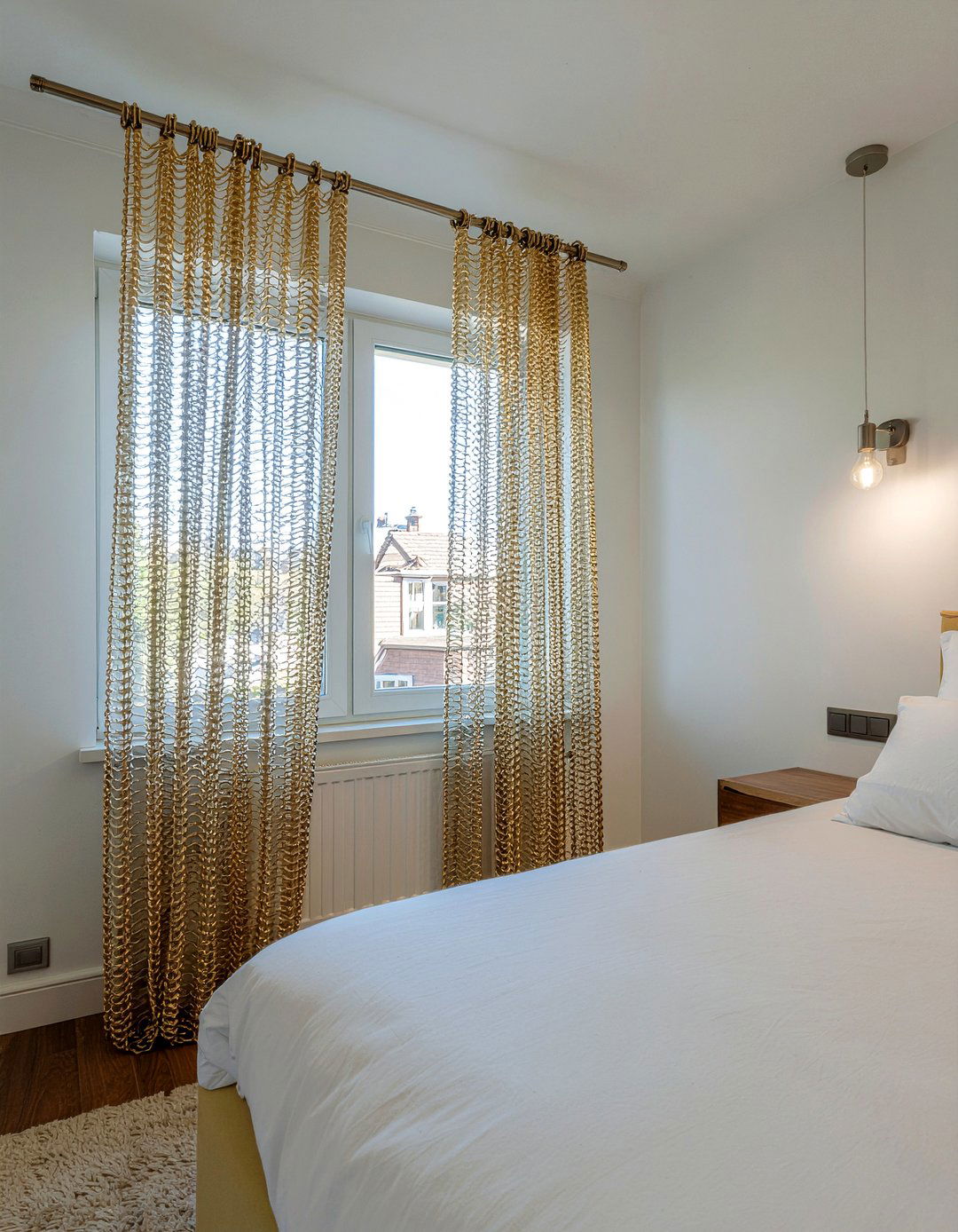 Gold Metallic Mesh Curtain - 30 bedroom curtain dividers