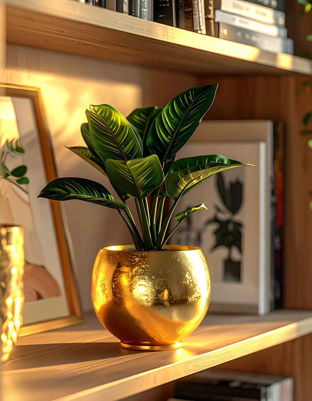 Gold Metallic Plant Container - 30 indoor planter ideas
