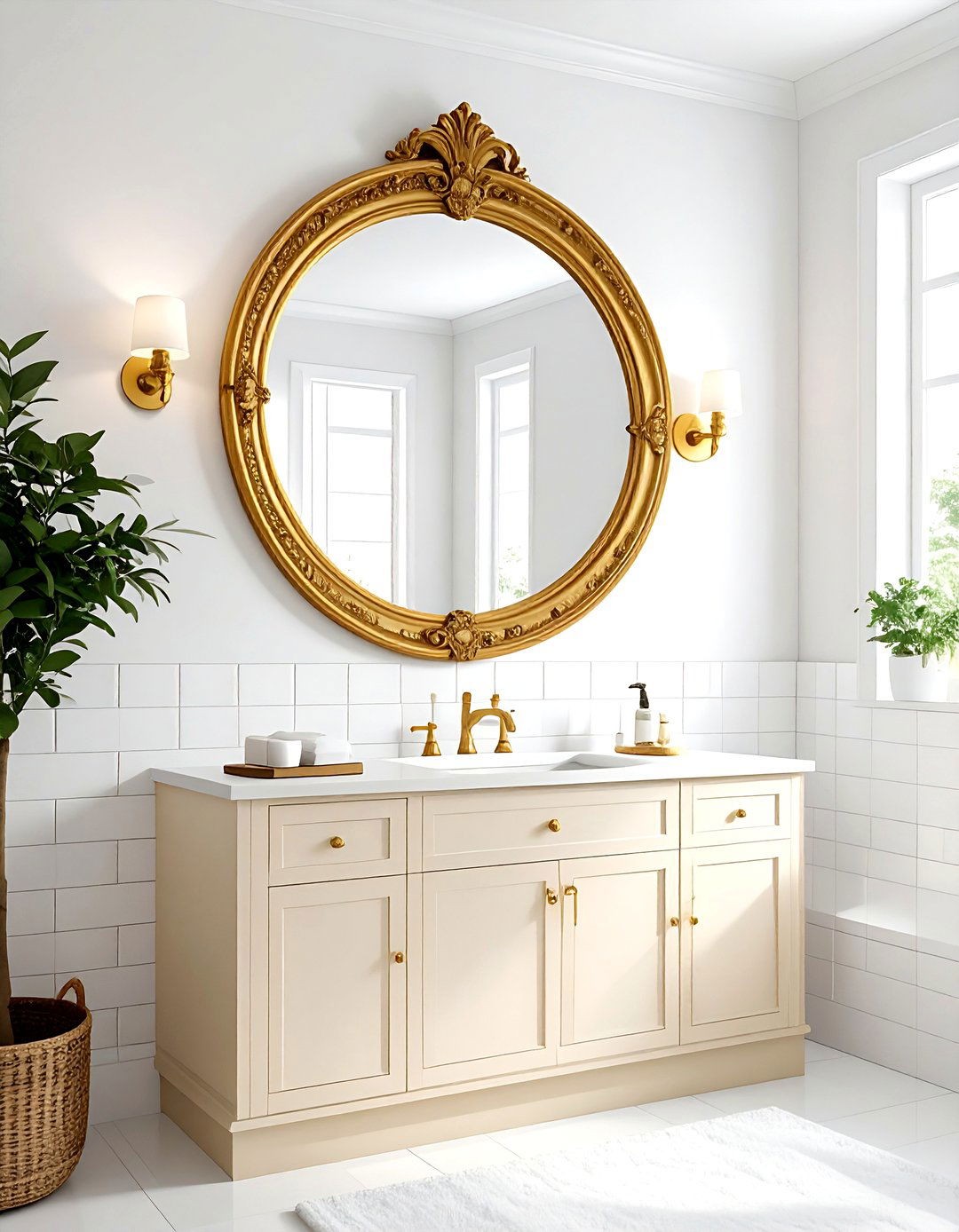 Gold Mirror Bathroom - 30 cream and white bathroom ideas