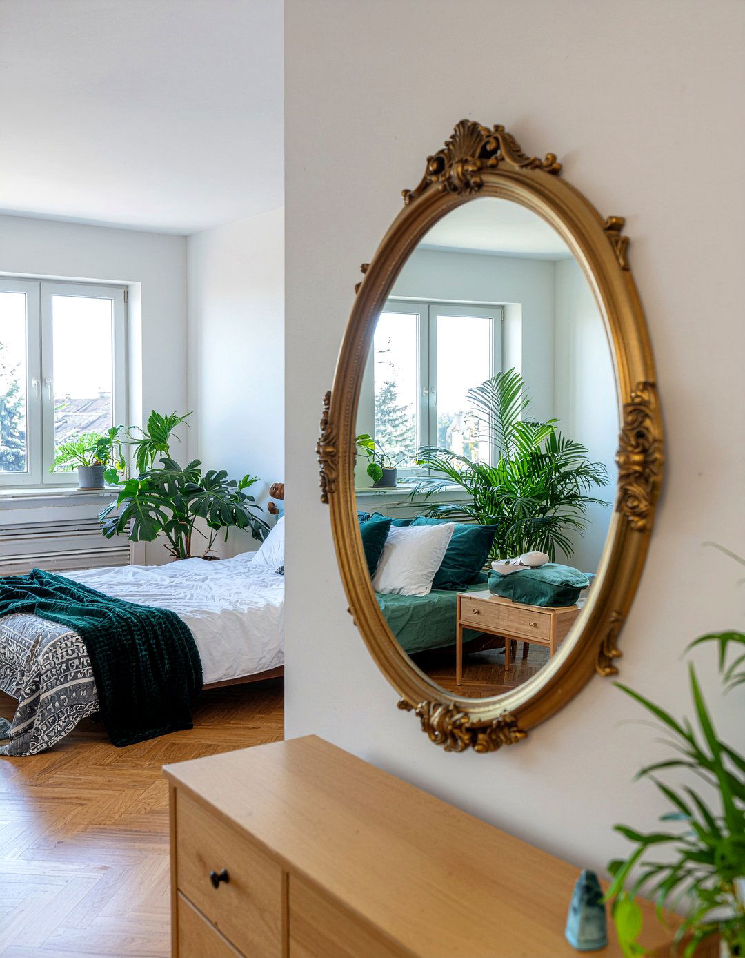 Gold Mirror Frame - 30 jungle bedroom ideas