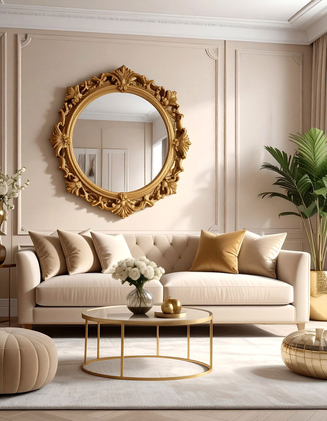 Gold Mirror Living Room - 30 gold accent decor ideas