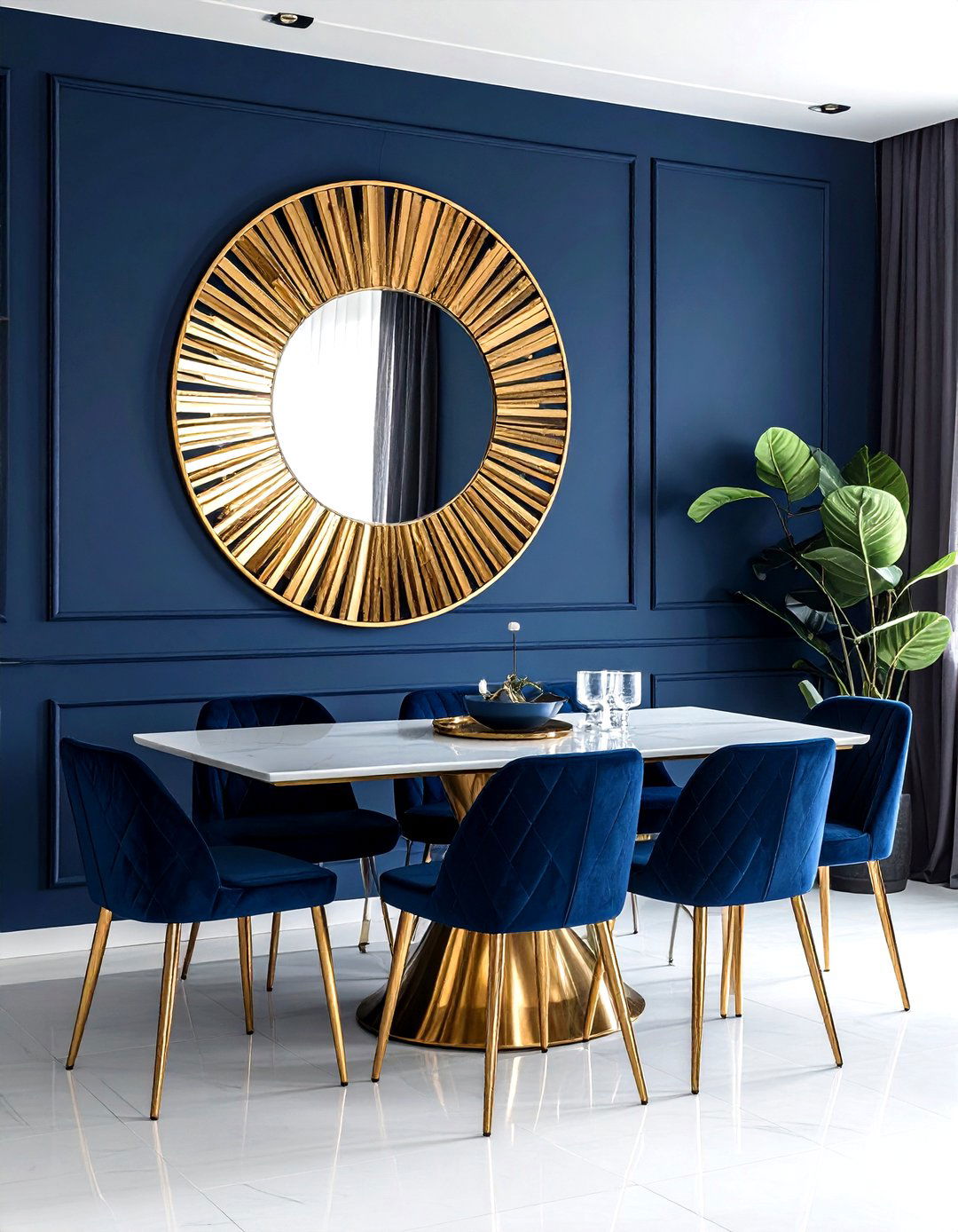 Gold Mirror Navy Dining Room Wall - 30 navy gold dining room ideas