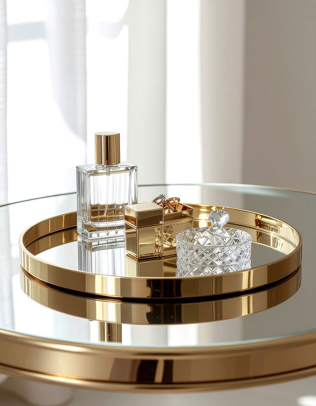 Gold Mirror Tray - 30 bathroom tray ideas