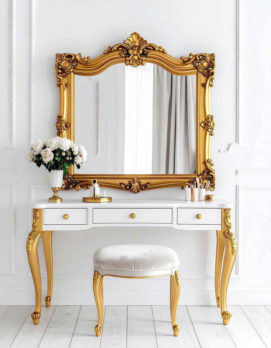Gold Mirror Vanity - 30 gold decor ideas